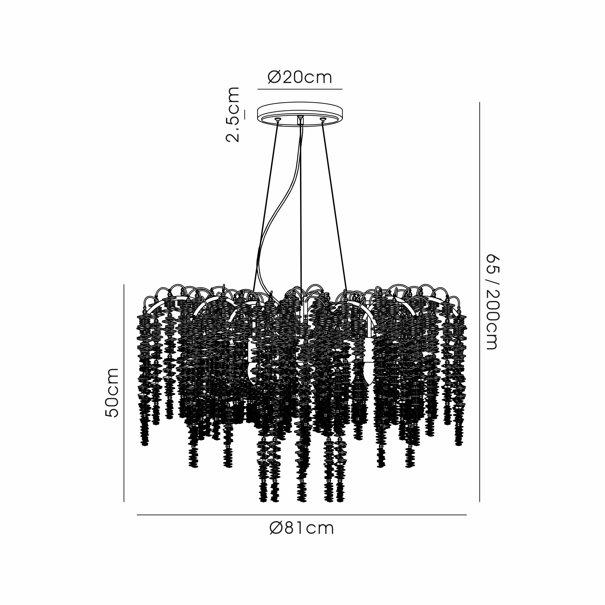 IL32883  Wisteria Round Pendant 9 Light (19.8kg) Polished Nickel